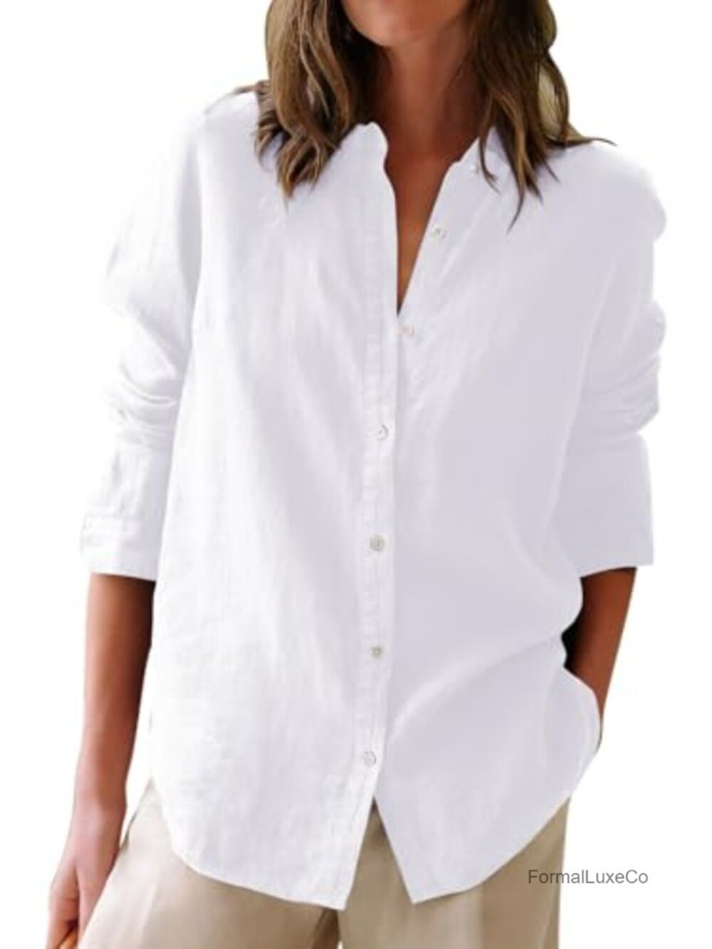 Women's Cotton Button Down Oxford Shirts Long Sleeve Work Casual Collared Blouse